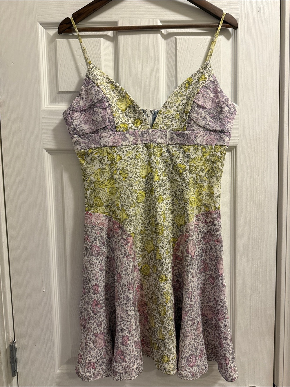 Giovanni Bedin Floral Slip Dress in Yellow & Lavender 100-% silk Italian made